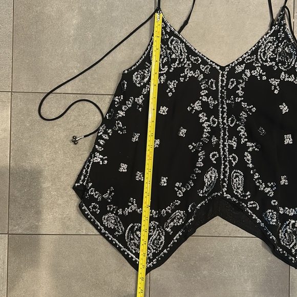 Free People  Black Tie Sequined Camisole - Picture 4 of 8